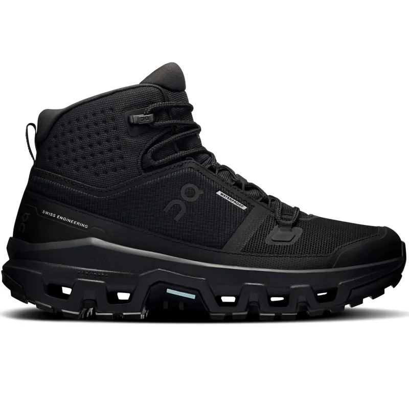 ON Womens Cloudrock Mid Waterproof Shoes - Black-Black