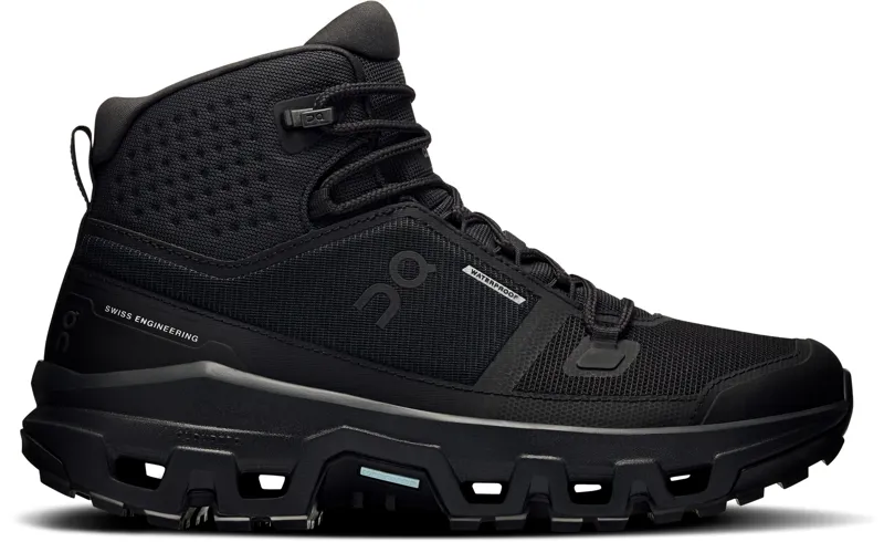 ON Womens Cloudrock Mid Waterproof Shoes - Black-Black