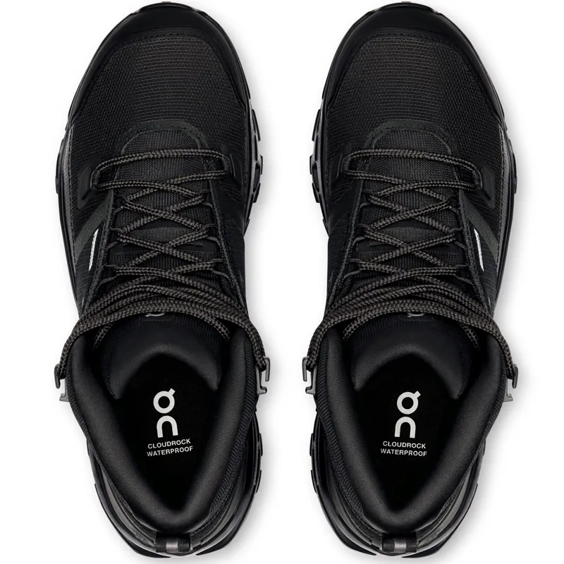 ON Womens Cloudrock Mid Waterproof Shoes - Black-Black-5