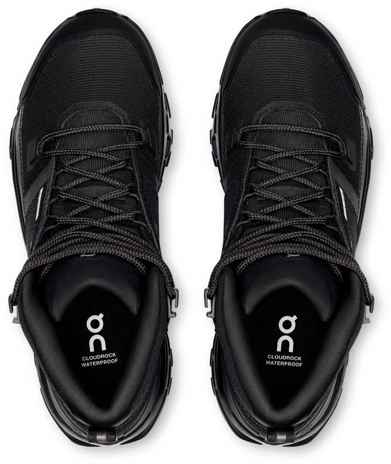 ON Womens Cloudrock Mid Waterproof Shoes - Black-Black-5