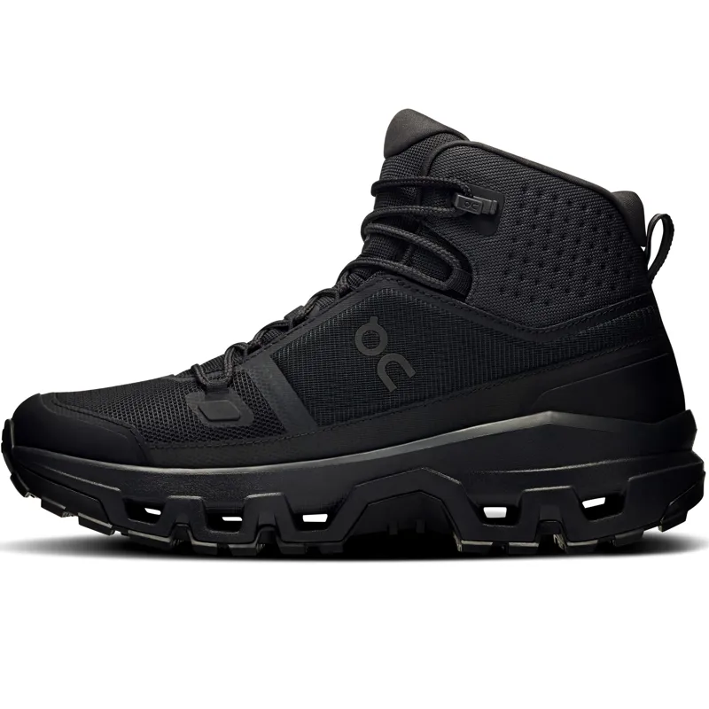 ON Womens Cloudrock Mid Waterproof Shoes - Black-Black-2
