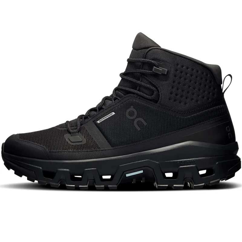 ON Womens Cloudrock Mid Waterproof Shoes - Black-Black-1