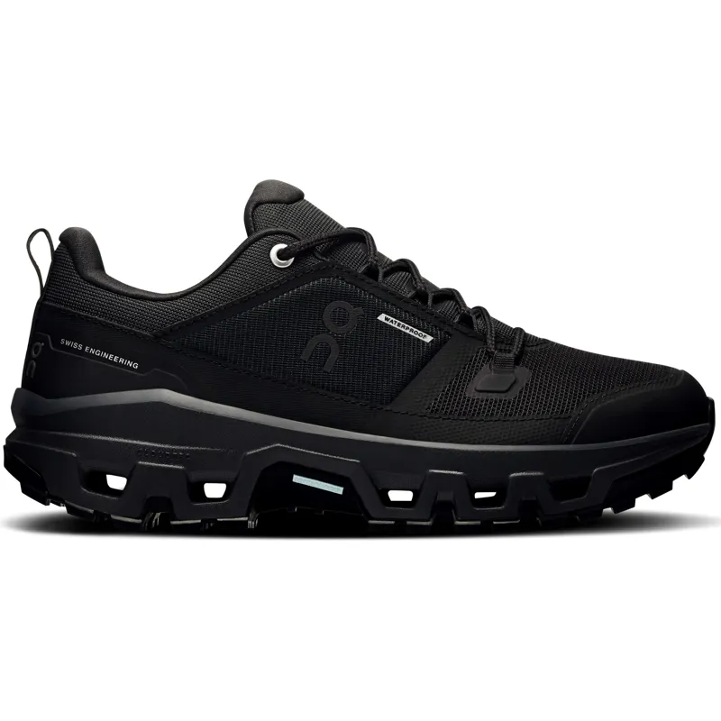 ON Womens Cloudrock Low Waterproof Shoes - Black-Black