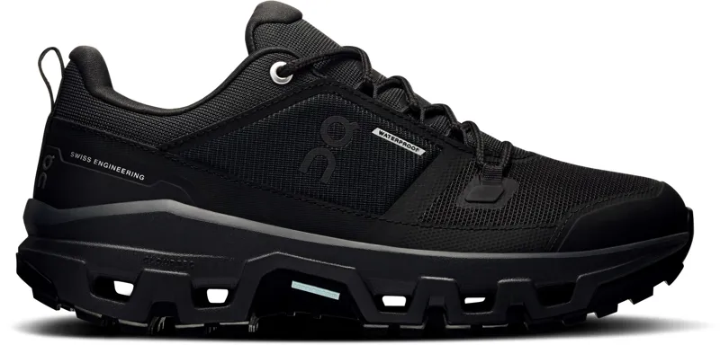 ON Womens Cloudrock Low Waterproof Shoes - Black-Black