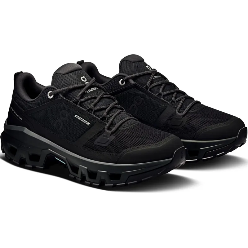 ON Womens Cloudrock Low Waterproof Shoes - Black-Black-4