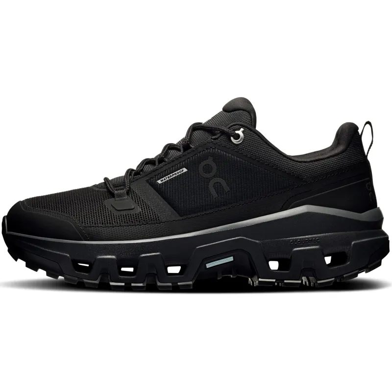 ON Womens Cloudrock Low Waterproof Shoes - Black-Black-1