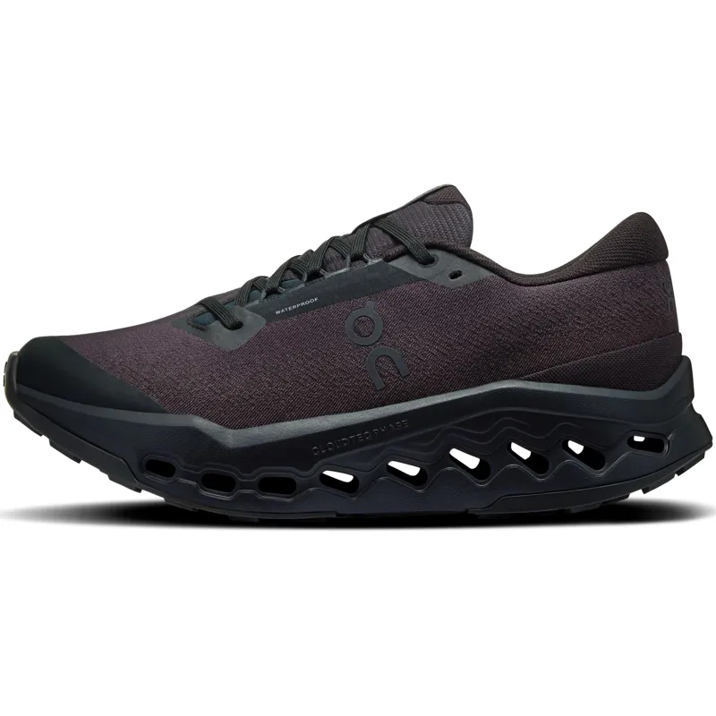 ON Womens Cloudsurfer Trail 2 WP Running Shoes - Black-Black-1