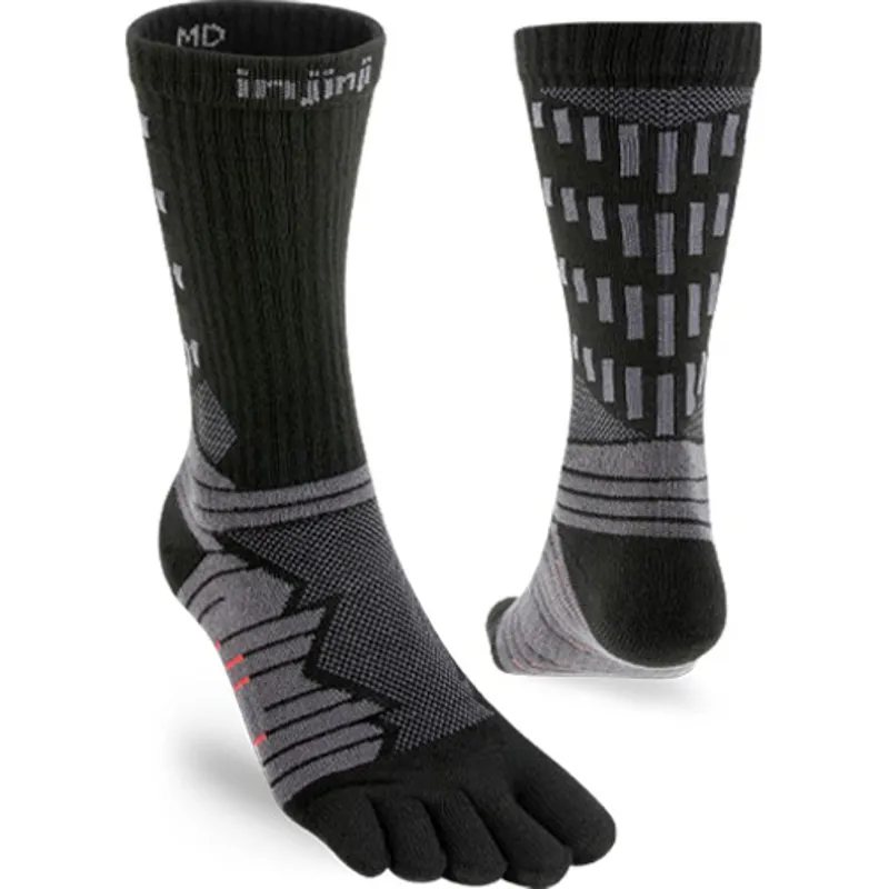 Injinji Mens Ultra Run Crew Toe Socks - Obsidian-1