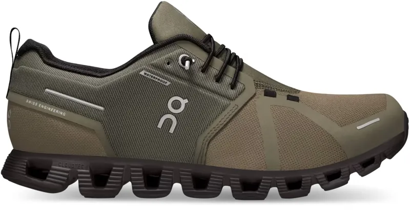 ON Mens Cloud 5 Waterproof Shoes - Olive-Black