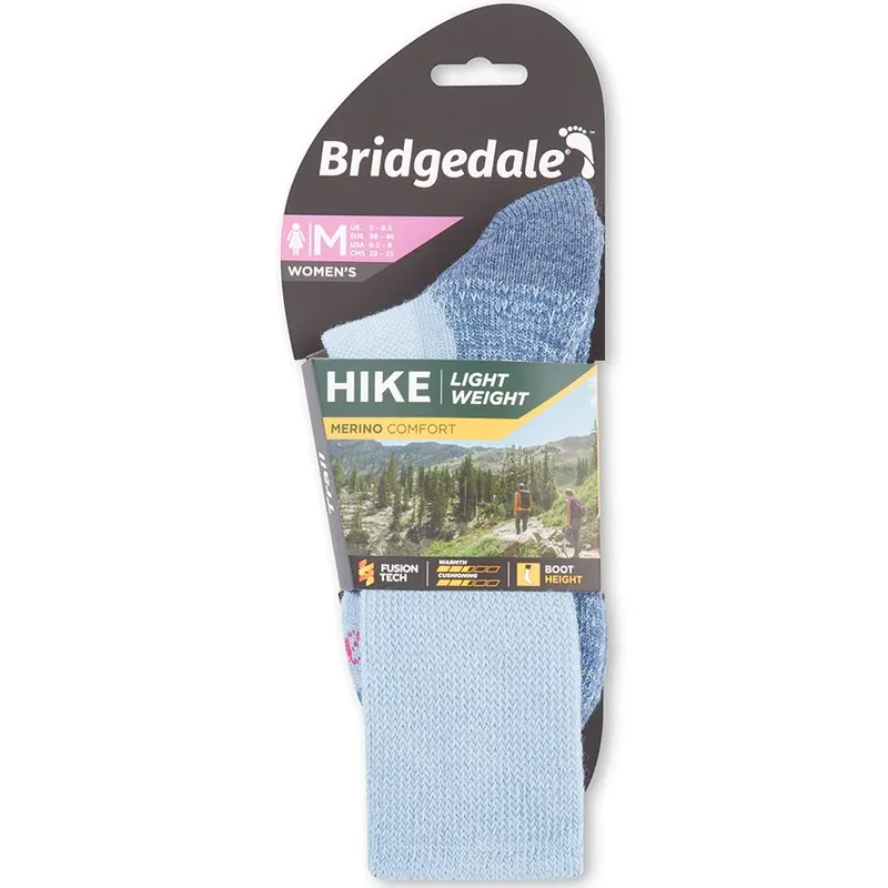 Bridgedale Womens Hike Lightweight Comfort Socks - Powder Blue-2