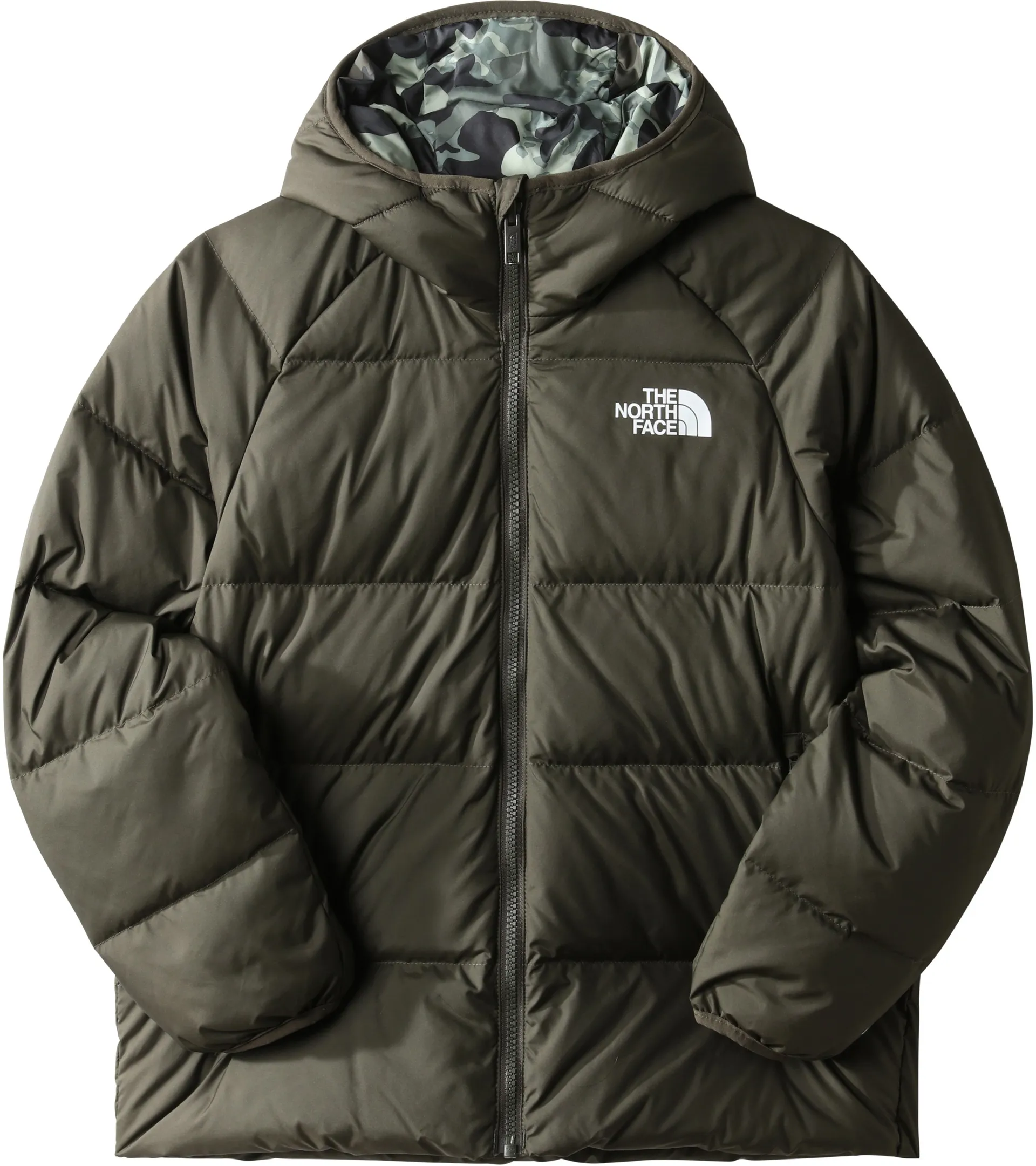 Warm Jackets Down Jacket Boys North Face Jacket Sale The North Face Boys  Printed Reversible North Down Hooded Jacket New Taupe Green