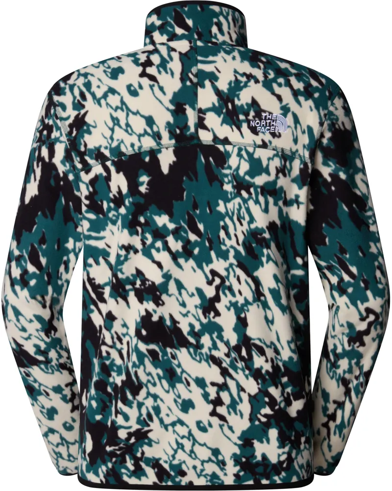 The North Face Mens 100 Glacier 1/4 Zip - Deep Nori Trail Grid Print-1