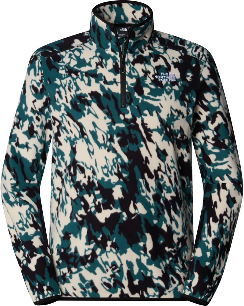 The North Face Mens 100 Glacier 1/4 Zip - Deep Nori Trail Grid Print