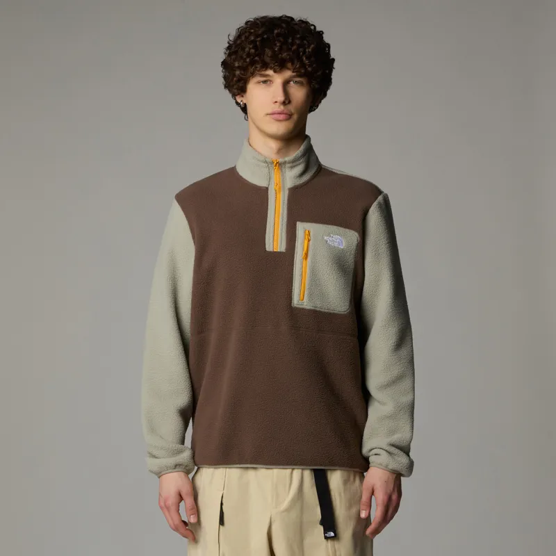 The North Face Mens Yumiori 1/4 Zip Fleece - Smokey Brown-Clay Grey-2
