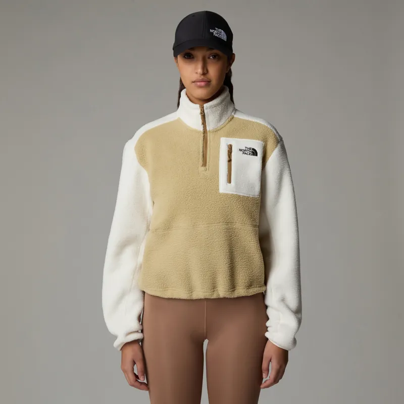 The North Face Womens Yumiori 1/4 Zip Fleece - Khaki Stone-White Dune-Utility Brown-2