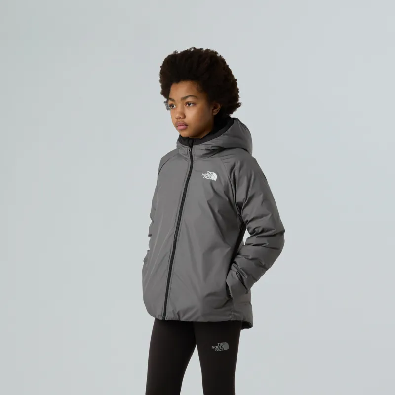 The North Face Girls Reversible Perrito Hooded Jacket - TNF Black-Smoked Pearl-7