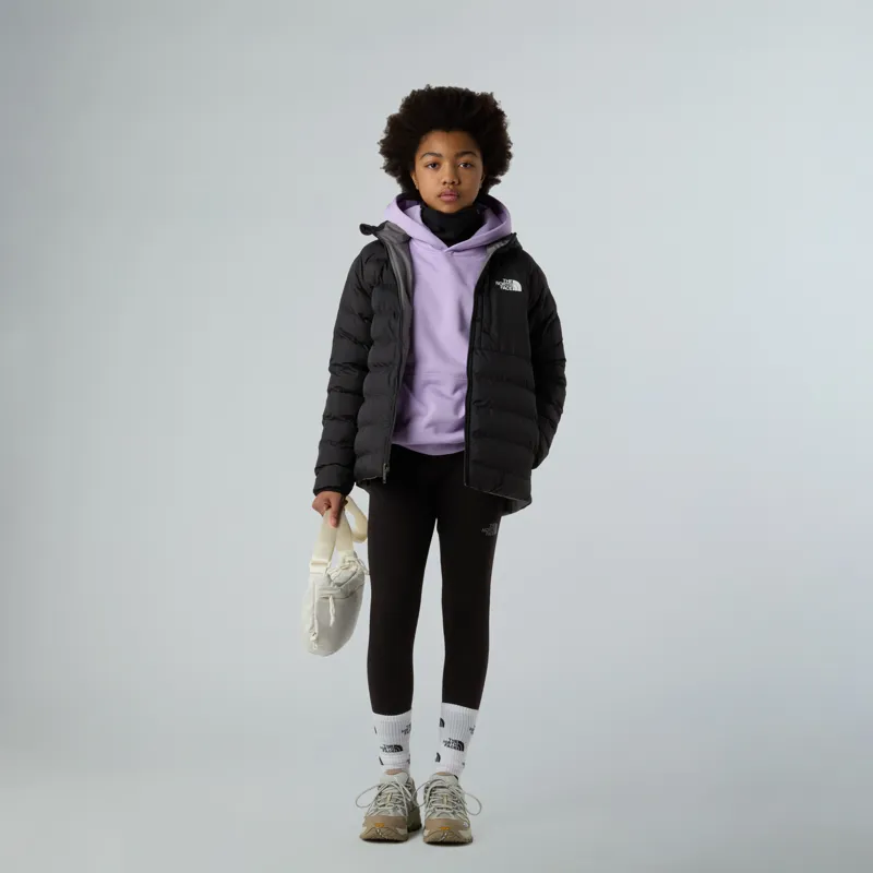 The North Face Girls Reversible Perrito Hooded Jacket - TNF Black-Smoked Pearl-6