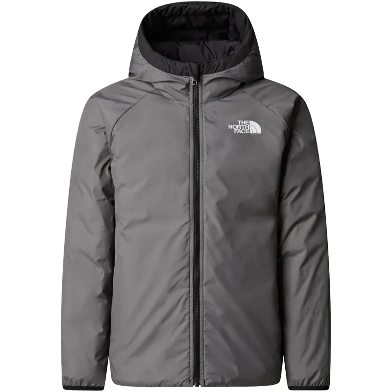 The North Face Girls Reversible Perrito Hooded Jacket - TNF Black-Smoked Pearl-2