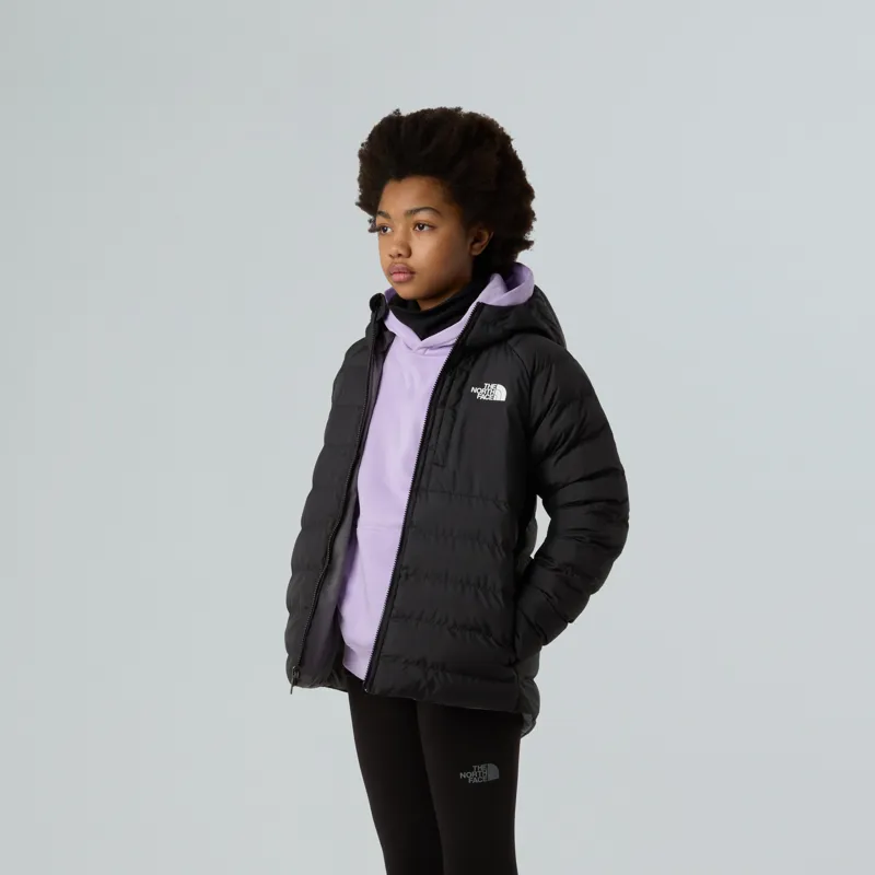 The North Face Girls Reversible Perrito Hooded Jacket - TNF Black-Smoked Pearl-4