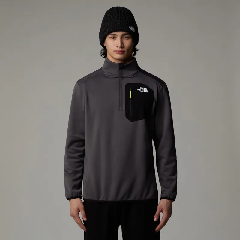 The North Face Mens Crest 1/4 Zip Fleece - Anthracite Grey-TNF Black-2
