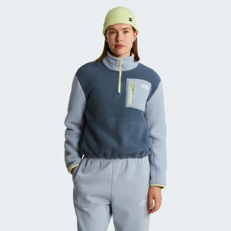 The North Face Womens Yumiori 1/4 Zip Fleece - Granite Grey-Frost Grey-Lemon Mist-2