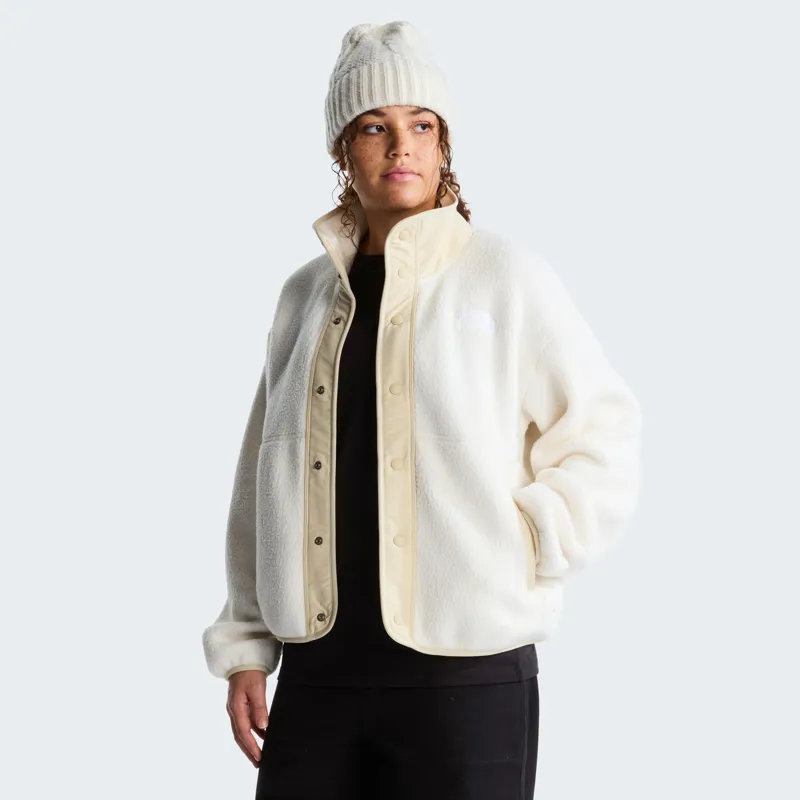 The North Face Womens Cragmont Snap Front Fleece Jacket - White Dune-Desert Stone-3