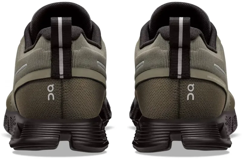 ON Womens Cloud 5 Waterproof Shoes - Olive-Black-5