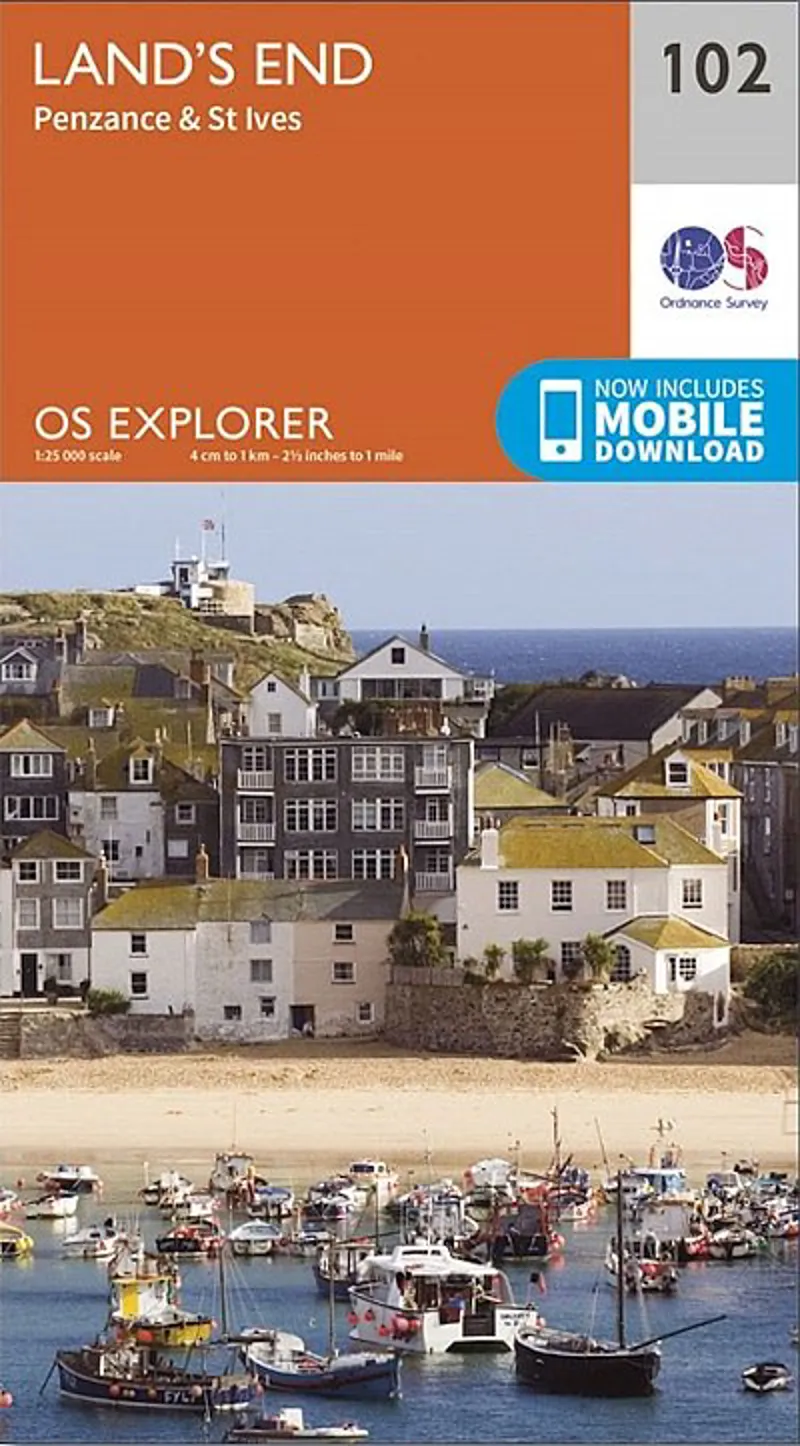 OS Explorer Map 102 - Lands End - Penzance and St Ives