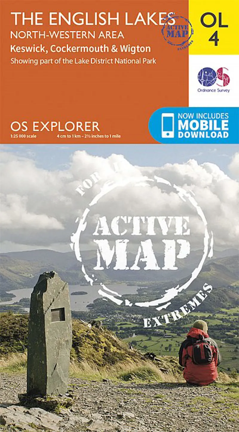 OS Explorer - Active Map OL4 - The English Lakes North Western area
