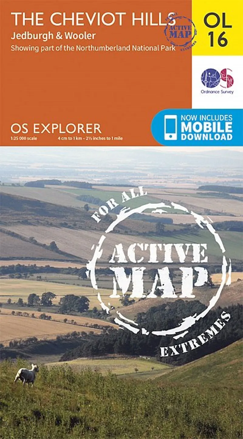 OS Explorer - Active Map OL16 - The Cheviot Hills