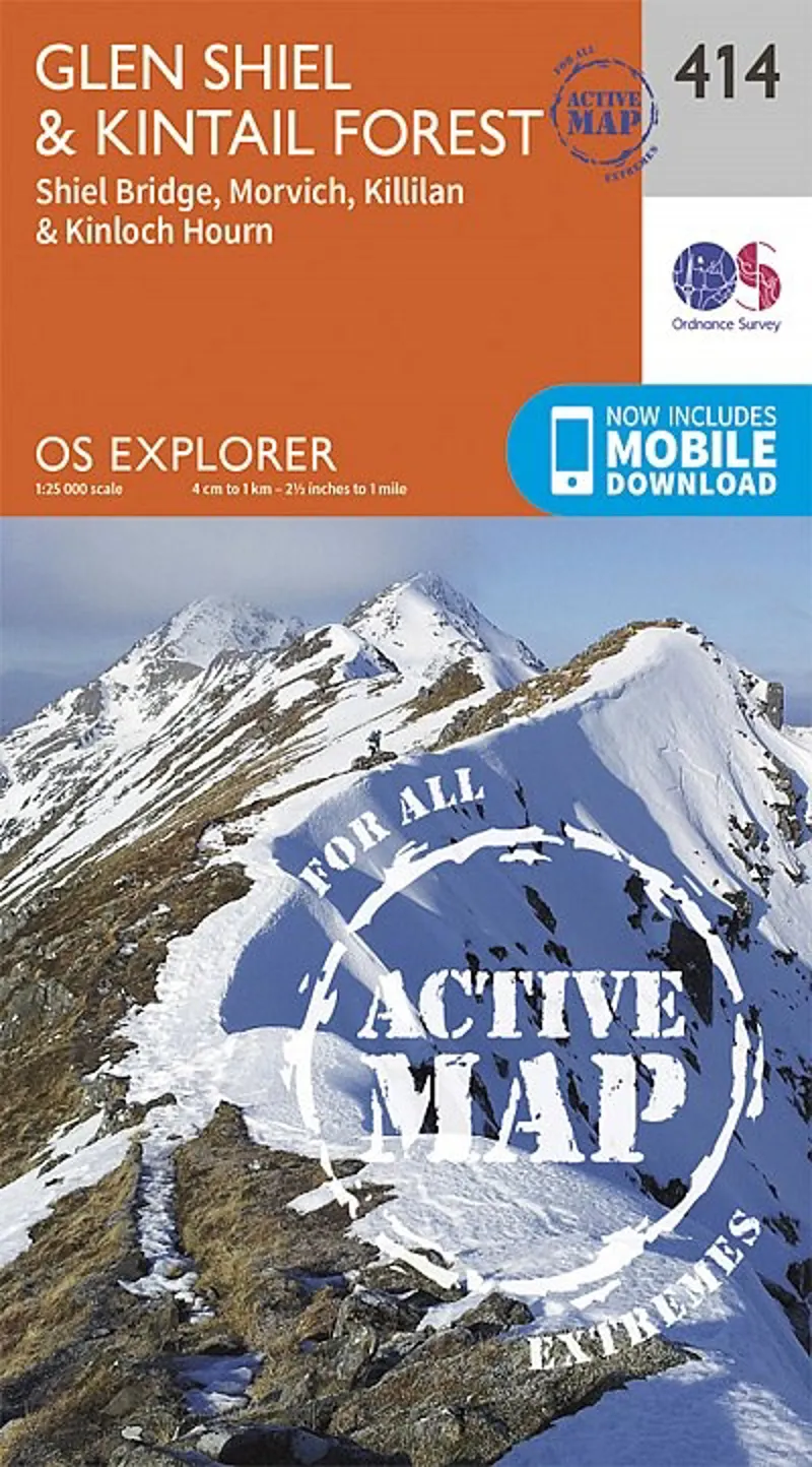 OS Explorer - Active Map 414 - Glen Shiel and Kintail Forest