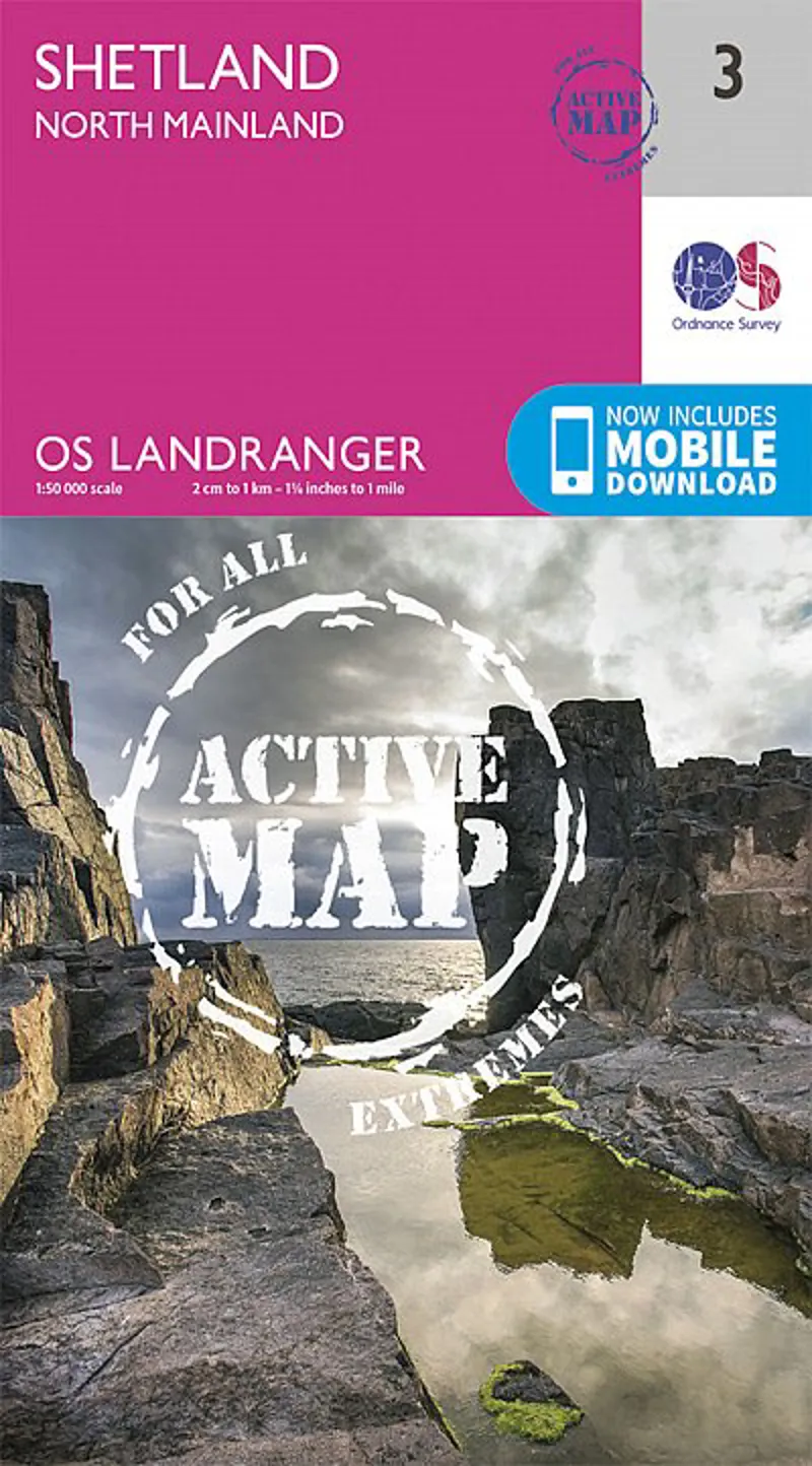 OS Landranger Active map 3 - Shetland - North Mainland