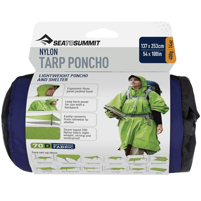 Sea To Summit 70D Nylon Tarp Poncho - Blue-2