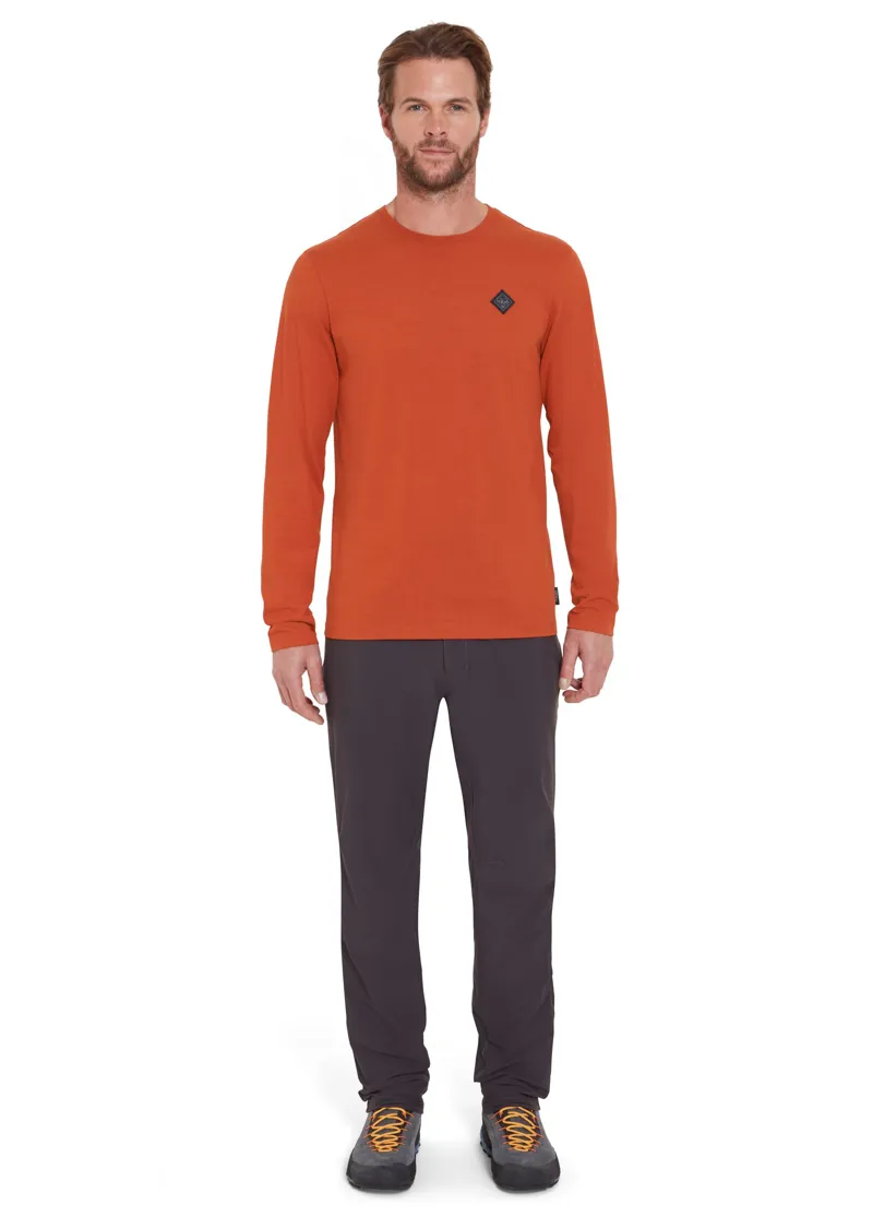 Rab Mens Basecamp Logo Badge Long Sleeved Tee - Red Clay-4