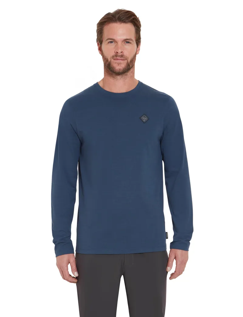 Rab Mens Basecamp Logo Badge Long Sleeved Tee - Tempest Blue-2