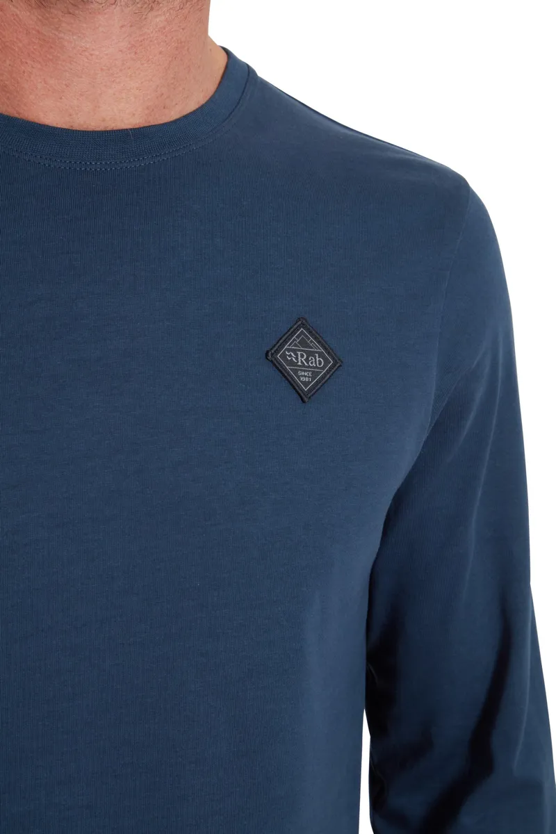 Rab Mens Basecamp Logo Badge Long Sleeved Tee - Tempest Blue-5