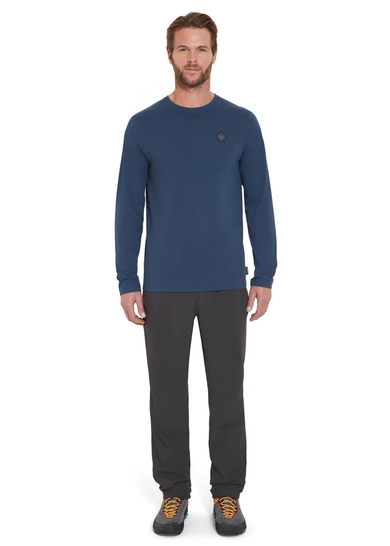 Rab Mens Basecamp Logo Badge Long Sleeved Tee - Tempest Blue-4