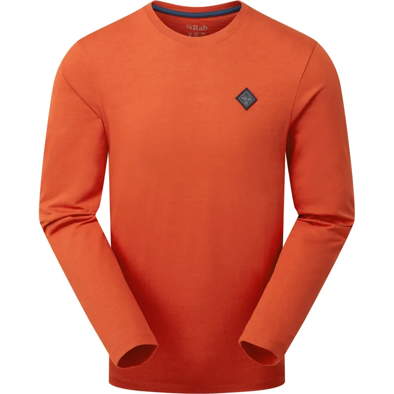 Rab Mens Basecamp Logo Badge Long Sleeved Tee - Red Clay