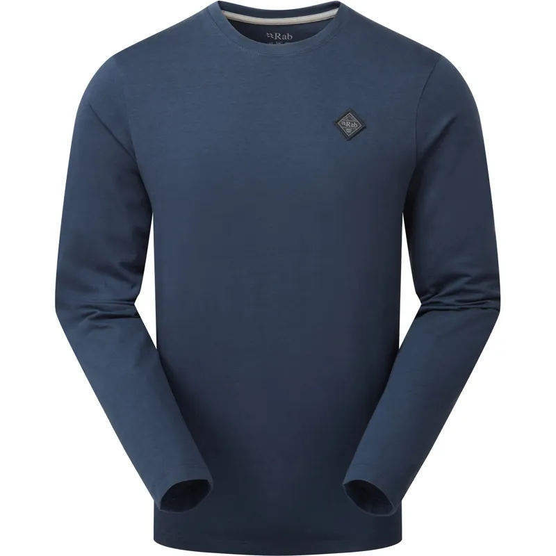 Rab Mens Basecamp Logo Badge Long Sleeved Tee - Tempest Blue
