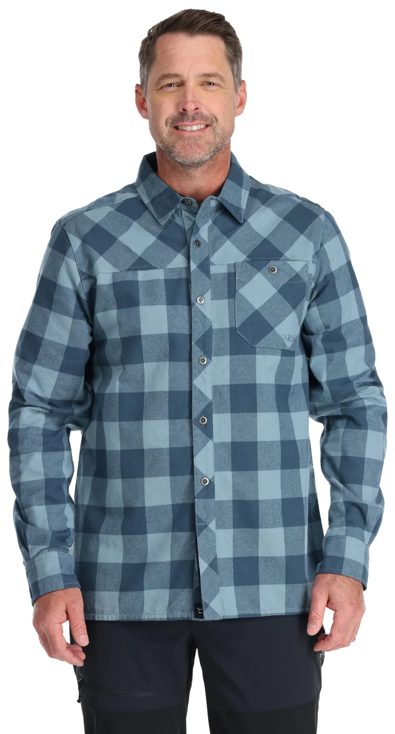 Rab Mens Boundary Shirt - Tempest Blue Check-2