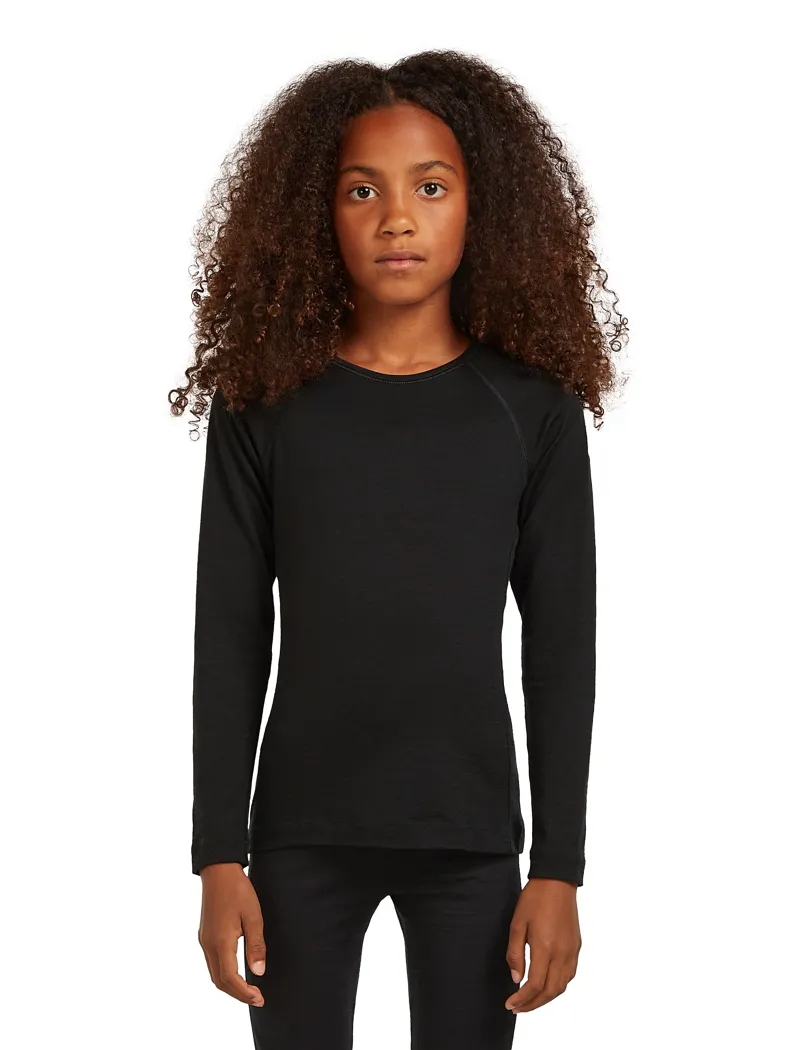 Icebreaker Kids 200 Oasis Long Sleeved Crew Tee - Black-2