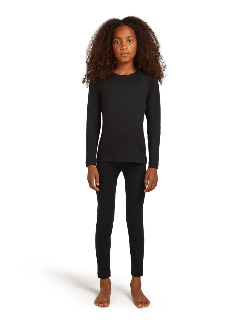Icebreaker Kids 200 Oasis Long Sleeved Crew Tee - Black-6