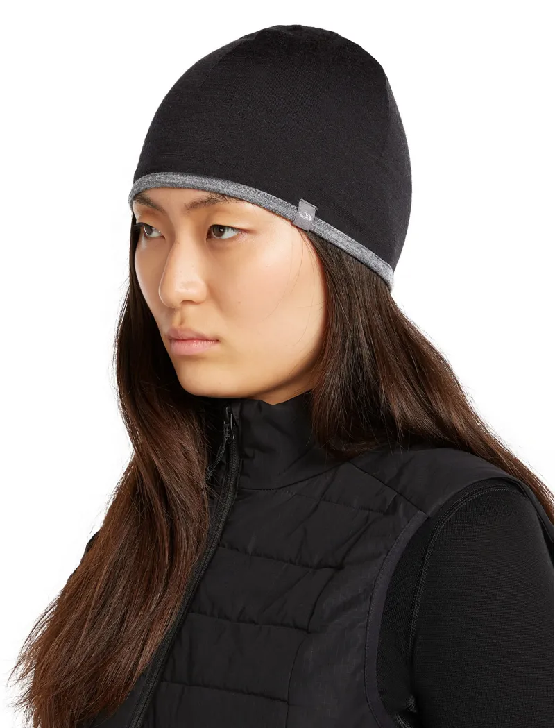 Icebreaker 200 Oasis Reversible Beanie - Black-Gritstone Heather-2