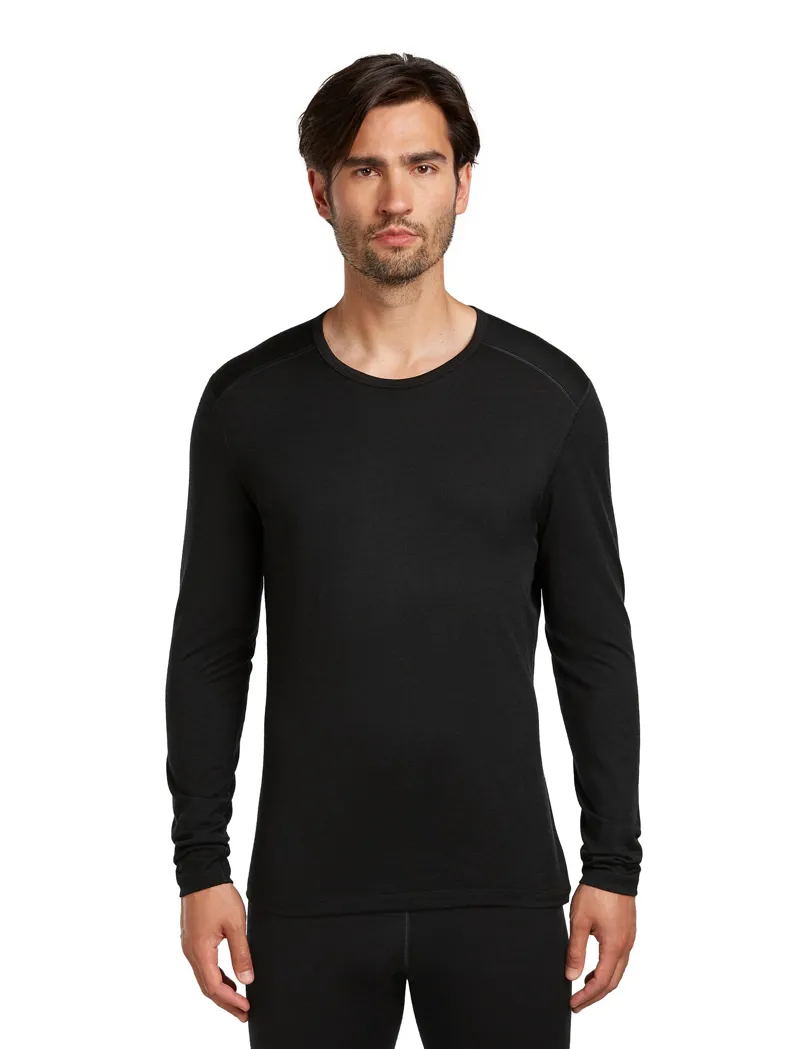 Icebreaker Mens 200 Oasis Long Sleeved Crew Tee - Black-2