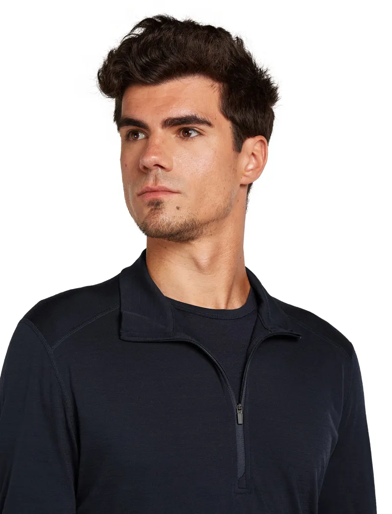 Icebreaker Mens 200 Oasis Long Sleeved Half Zip Tee - Midnight Navy-7