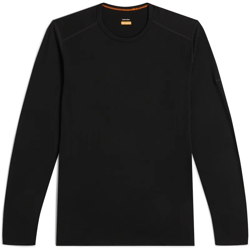 Icebreaker Mens 200 Oasis Long Sleeved Crew Tee - Black