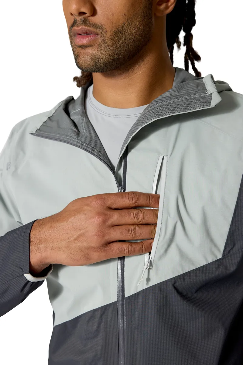 Rab Mens Downpour Trail Light Jacket - Light Zinc-Anthracite-7