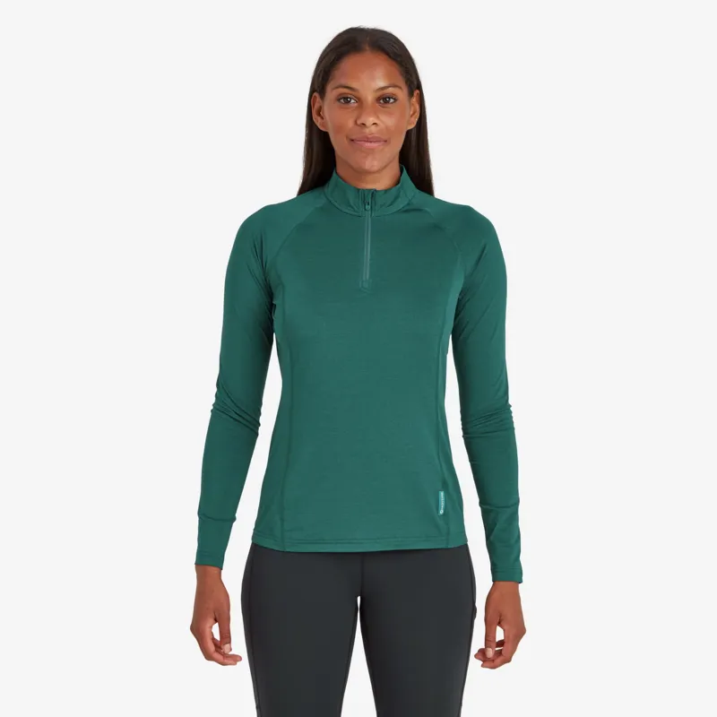 Montane Womens Dart Thermo Zip Neck - Dark Wakame Green-1