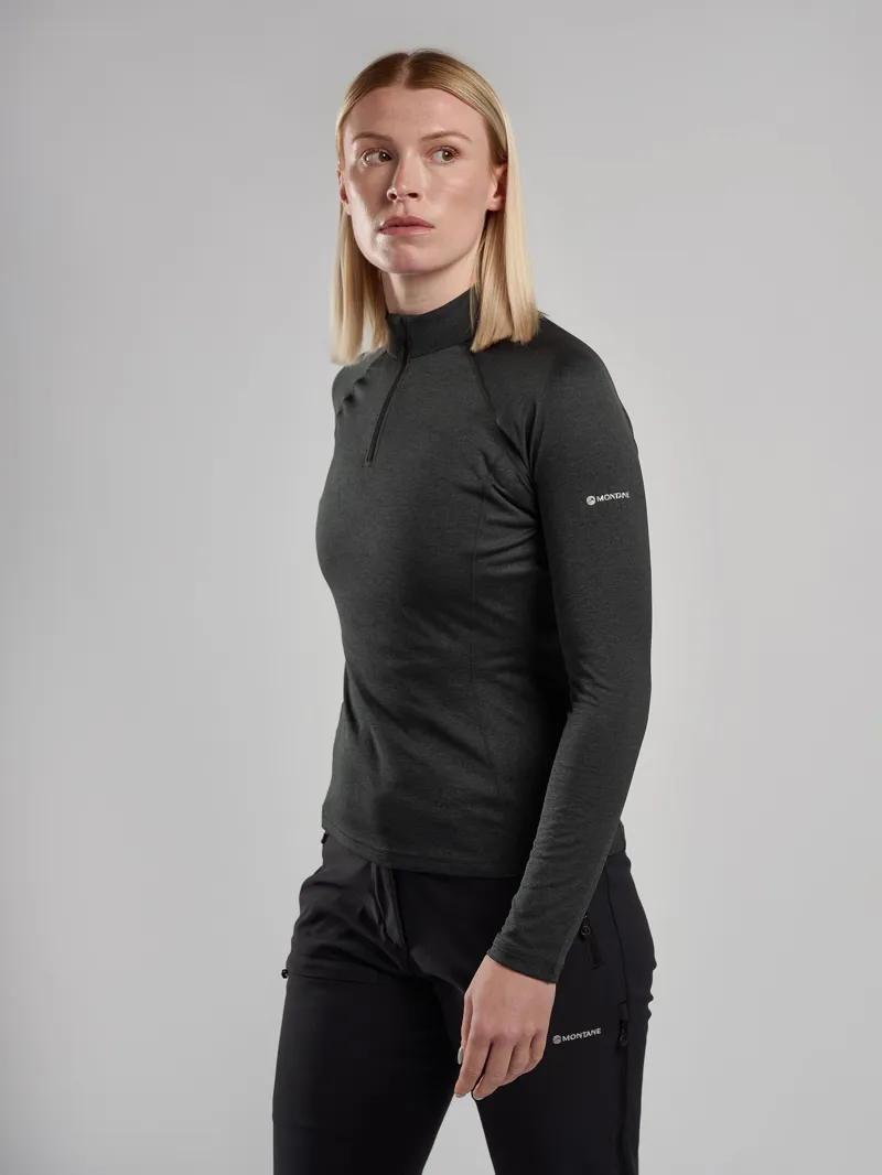 Montane Womens Dart Zip Neck T-Shirt - Black-1