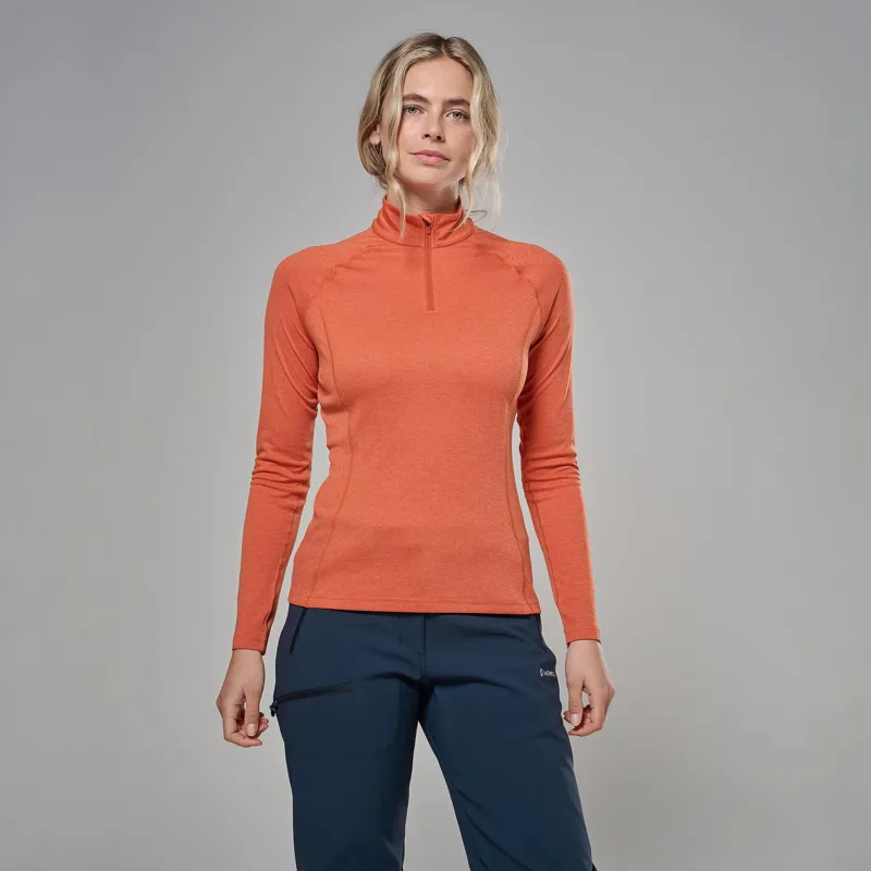Montane Womens Dart Zip Neck T-Shirt - Lava-1